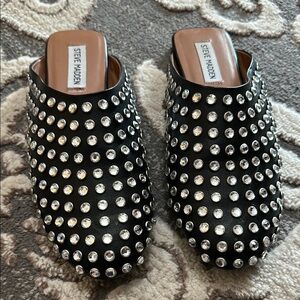 Steve Madden Black Studded Mules